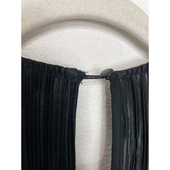 Vince Camuto Size XS Pleated Surplice Jumpsuit Black Long Sleeve Elastic Waist - Picture 15 of 16